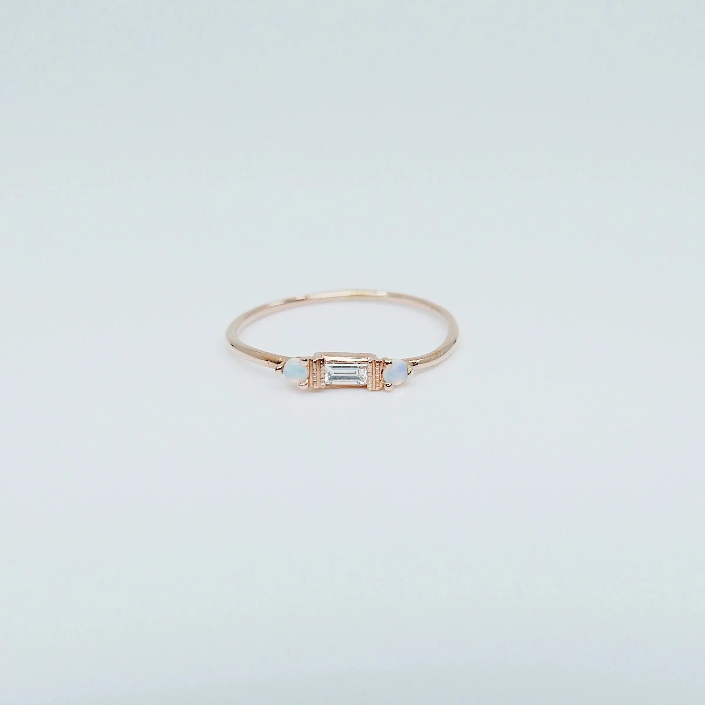 Grand Baguette Diamond & Opal Ring