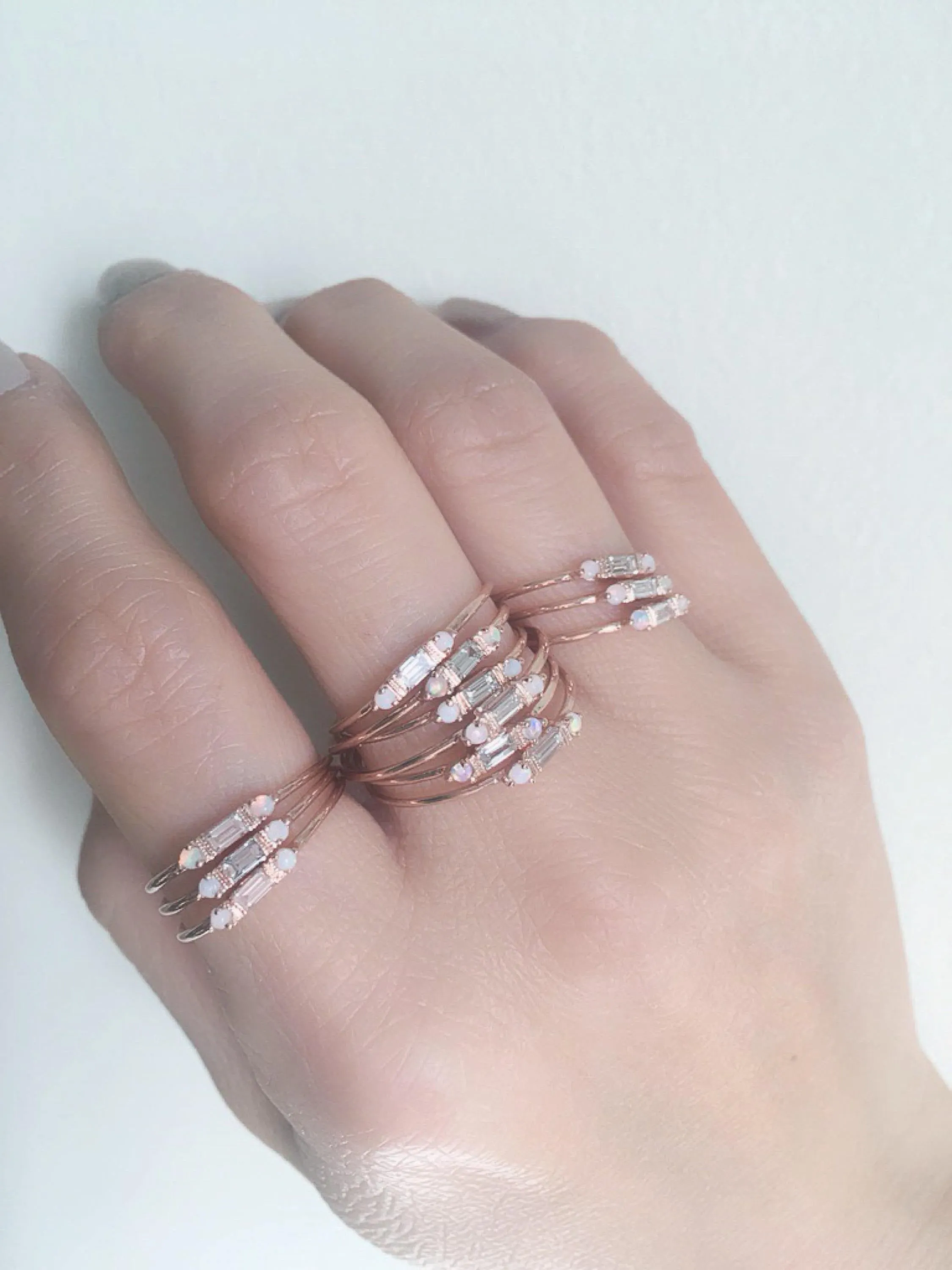 Grand Baguette Diamond & Opal Ring