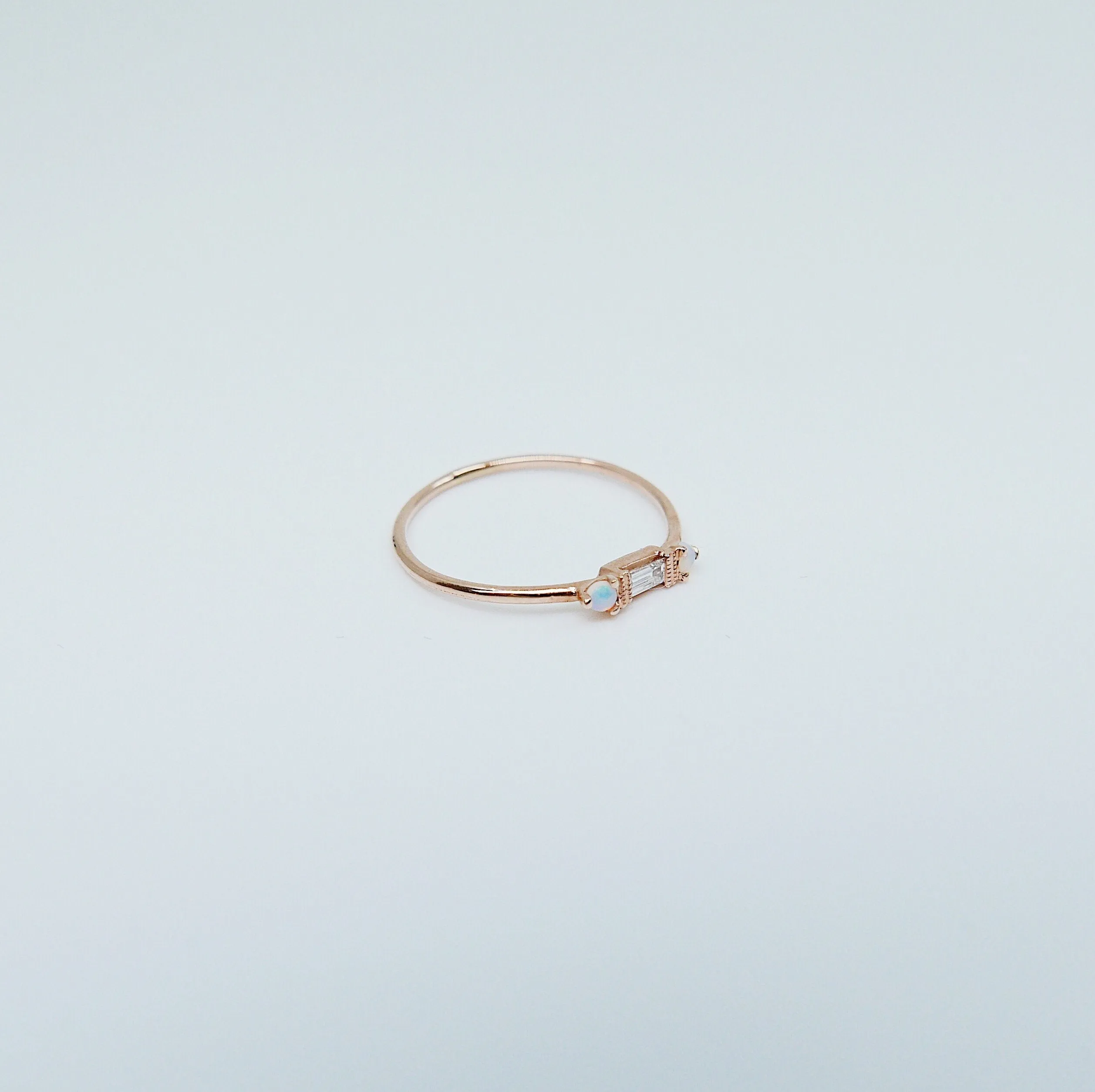 Grand Baguette Diamond & Opal Ring