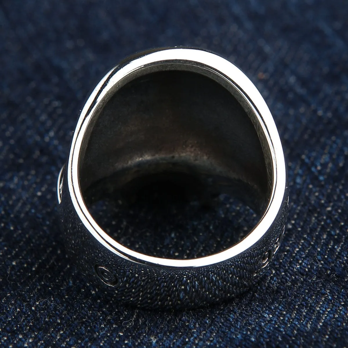 Half Jaw Skull Sterling Silver Biker Ring