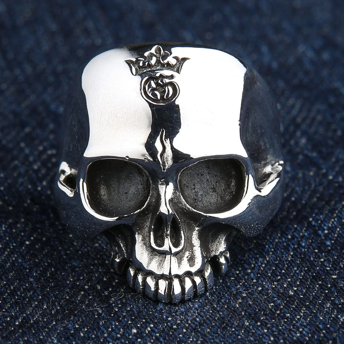 Half Jaw Skull Sterling Silver Biker Ring