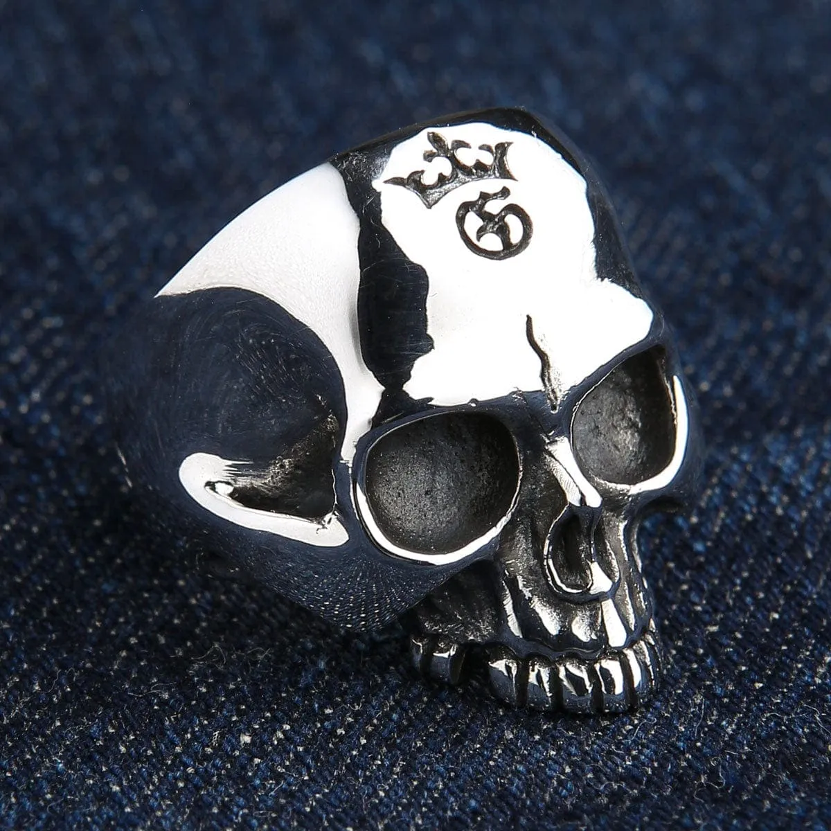 Half Jaw Skull Sterling Silver Biker Ring