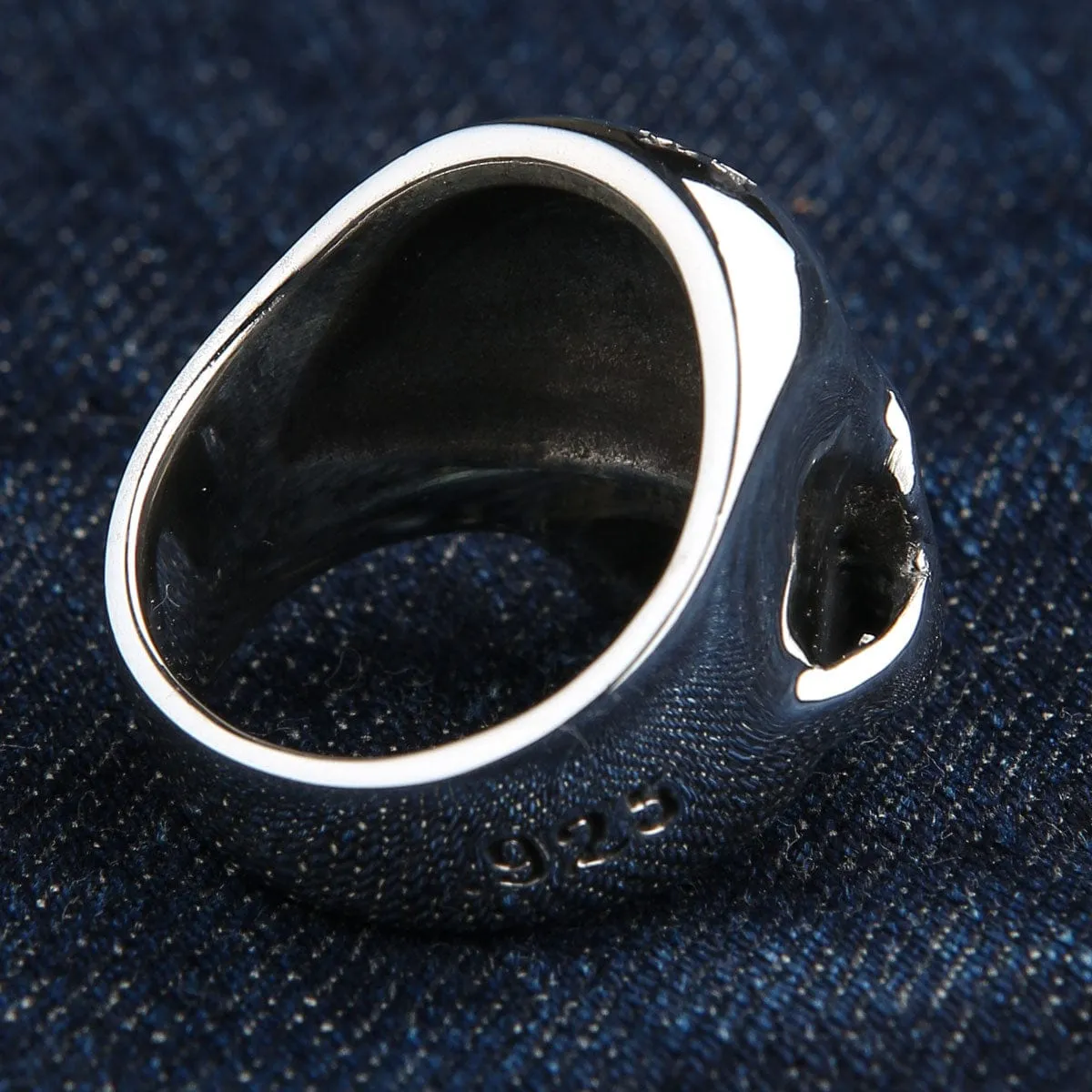 Half Jaw Skull Sterling Silver Biker Ring