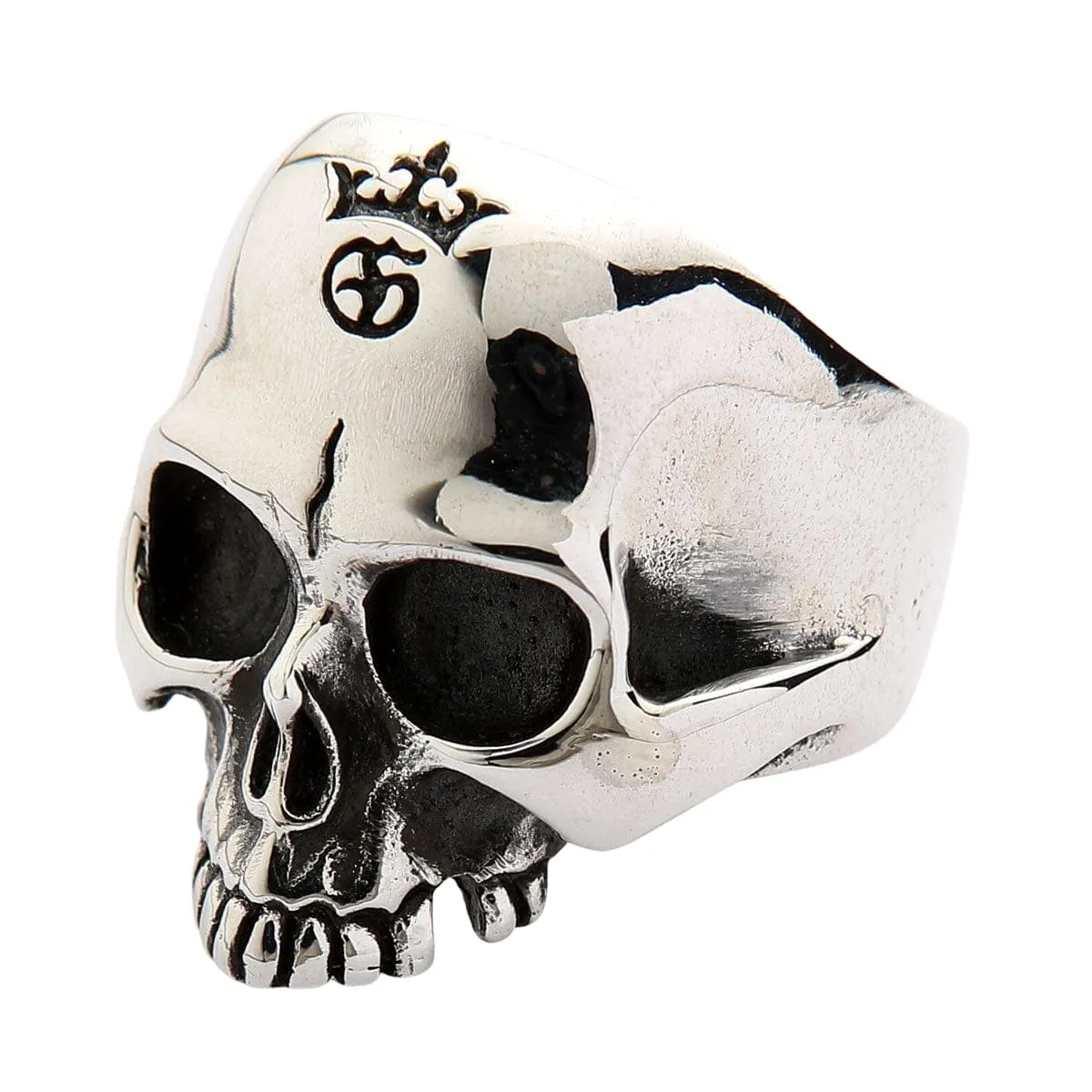 Half Jaw Skull Sterling Silver Biker Ring