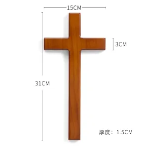 Hand Cross Wall Home Decoration Wood Christ Oak Color Catholic Decor Christian Religious Church Utensils