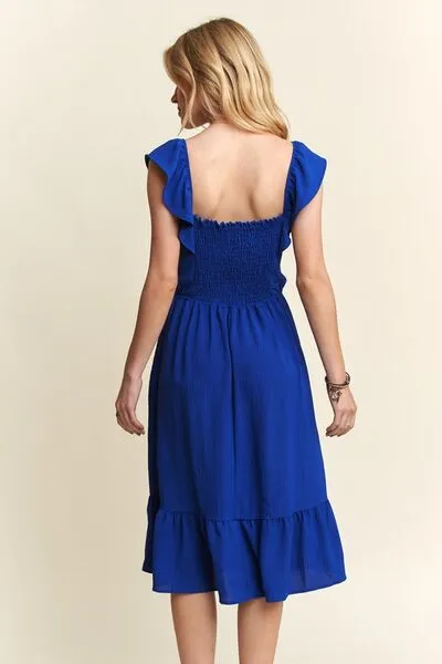 Hazel Blues® |  ADORA Smocked Square Neck Ruffled Cap Sleeve Dress