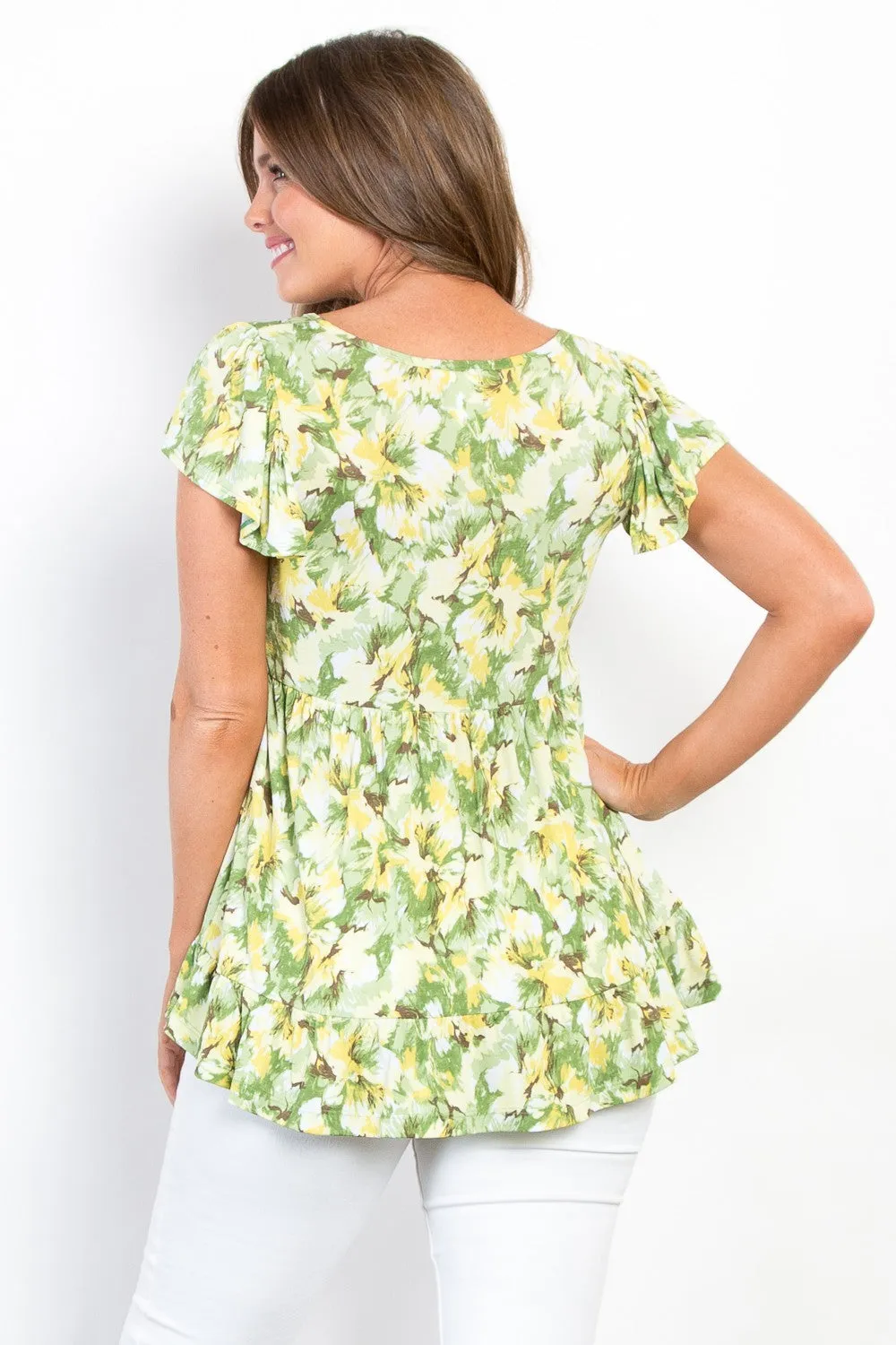 Hazel Blues® |  Be Stage Floral Ruffled Babydoll Top
