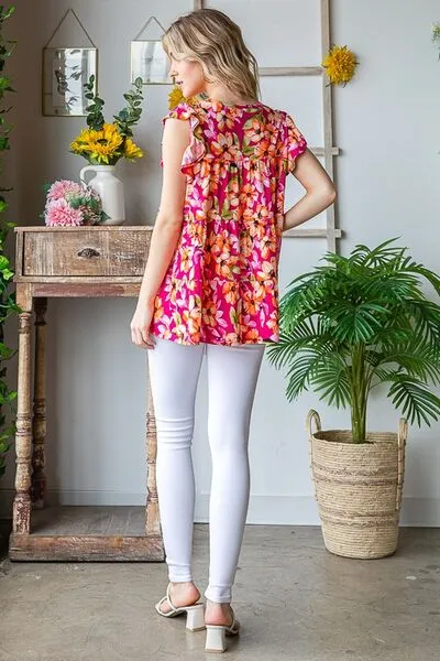Hazel Blues® | Heimish Butterfly Sleeve Floral Tiered Top
