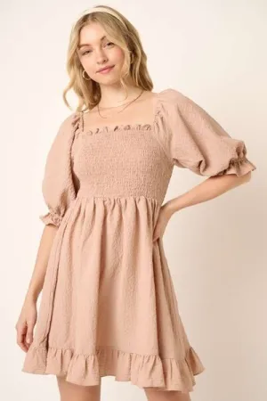 Hazel Blues® |  Mittoshop Smocked Ruffled Hem Half Sleeve Mini Dress
