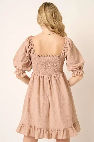 Hazel Blues® |  Mittoshop Smocked Ruffled Hem Half Sleeve Mini Dress