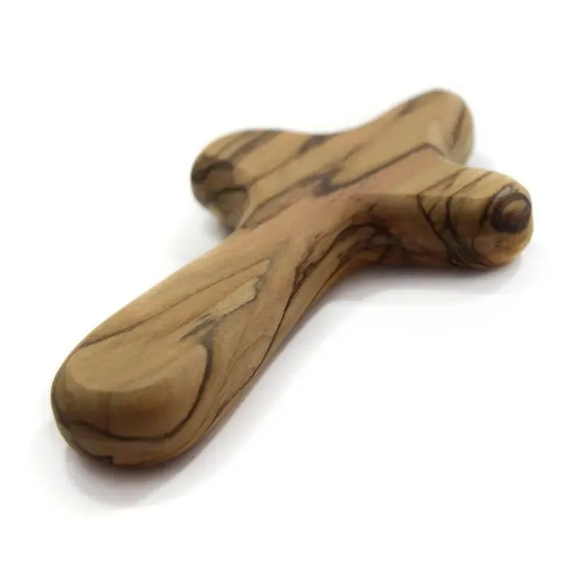 Holy Land Olive Wood Caring Cross Holding Church Utensils Souvenirs Religious Pocket Jesus Christ