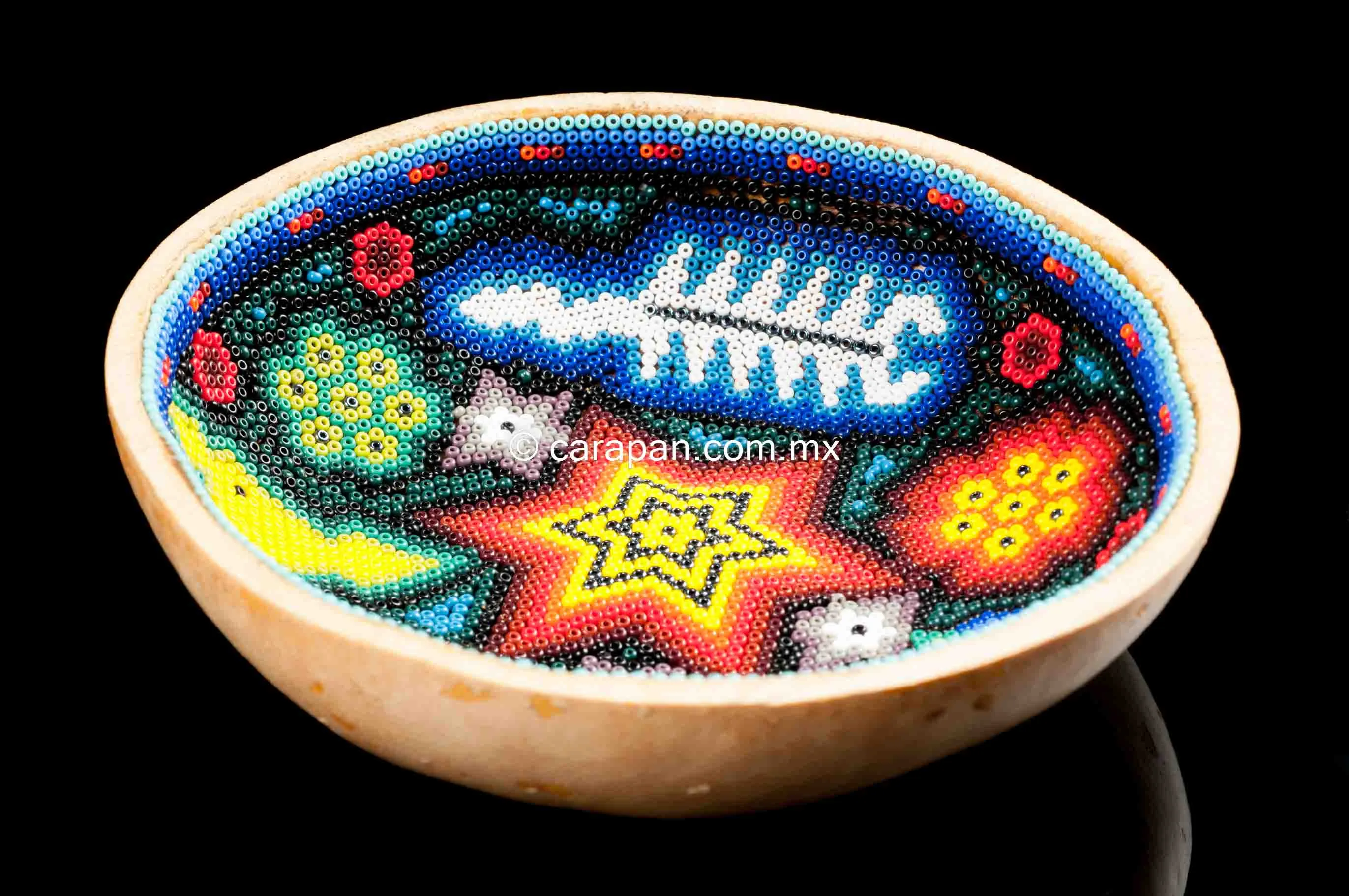 Huichol Sacred  Beaded Gourd Shamanic Mexican Folk Art