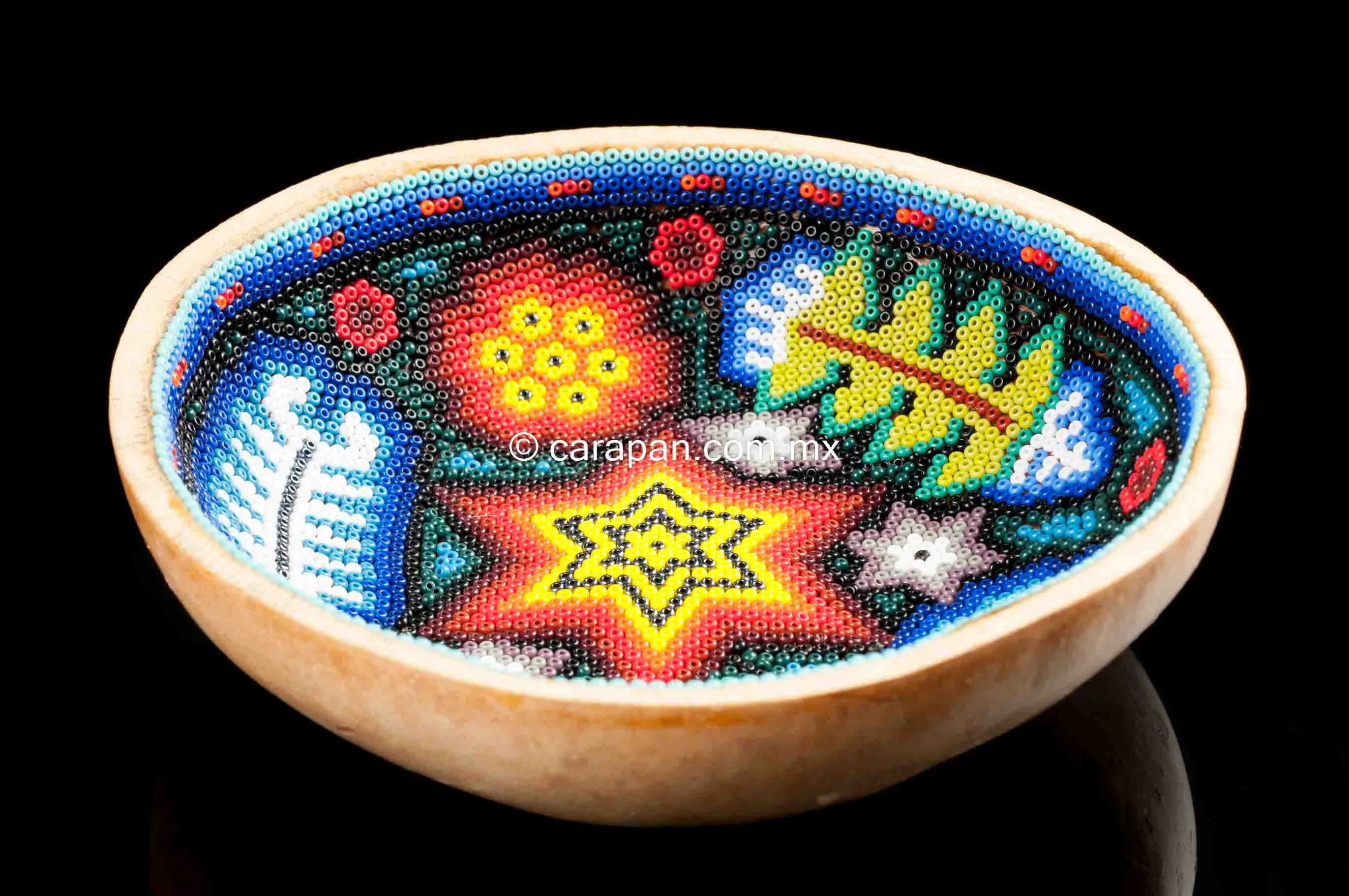 Huichol Sacred  Beaded Gourd Shamanic Mexican Folk Art