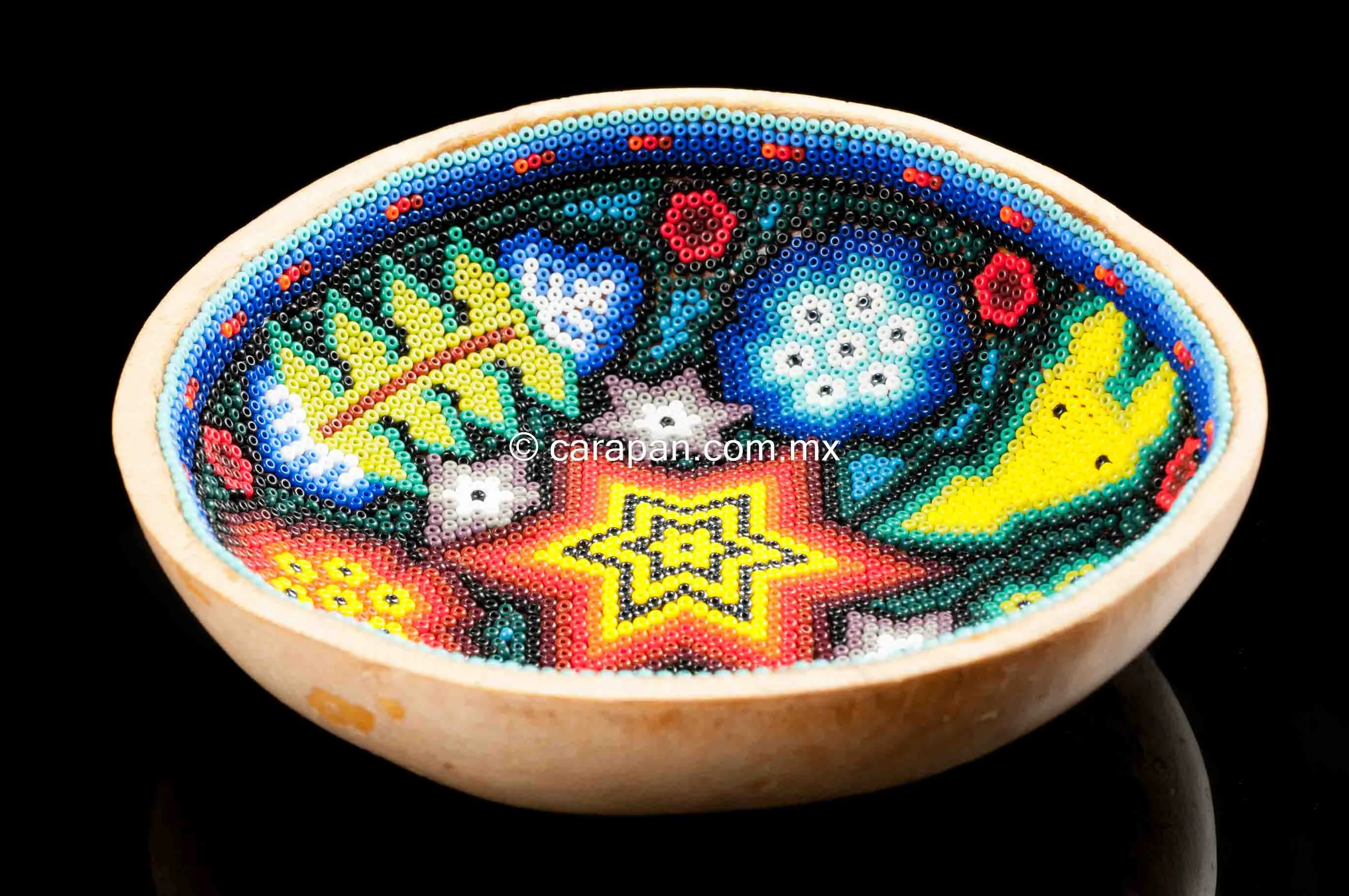 Huichol Sacred  Beaded Gourd Shamanic Mexican Folk Art