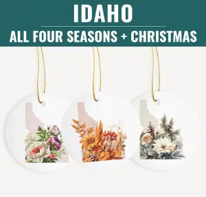 Idaho Christmas Ornament | Four Seasons Decor | PNW Holiday Gift | Fall Idaho Wildflower Design | Unique Christmas Decor