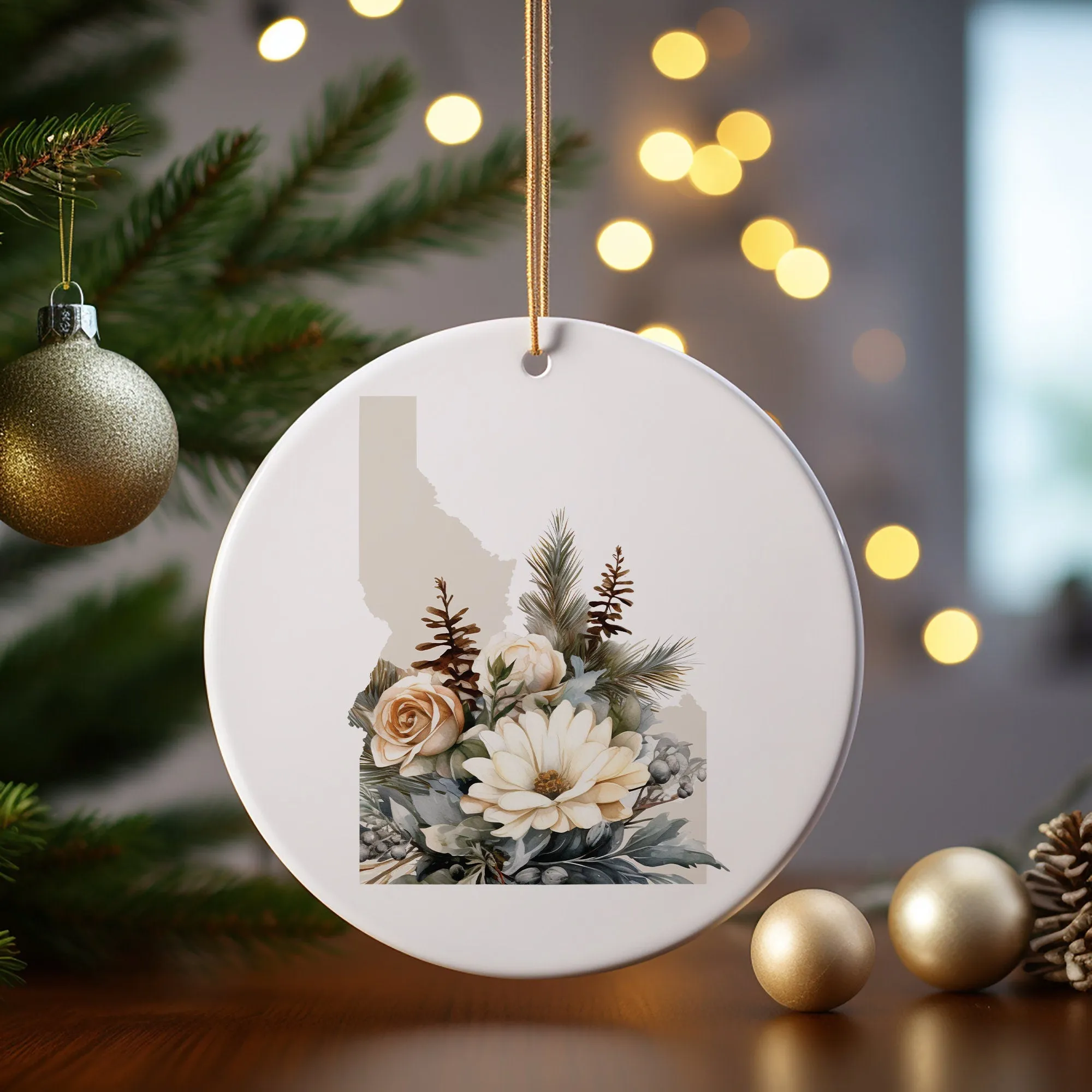 Idaho Christmas Ornament | Four Seasons Decor | PNW Holiday Gift | Fall Idaho Wildflower Design | Unique Christmas Decor
