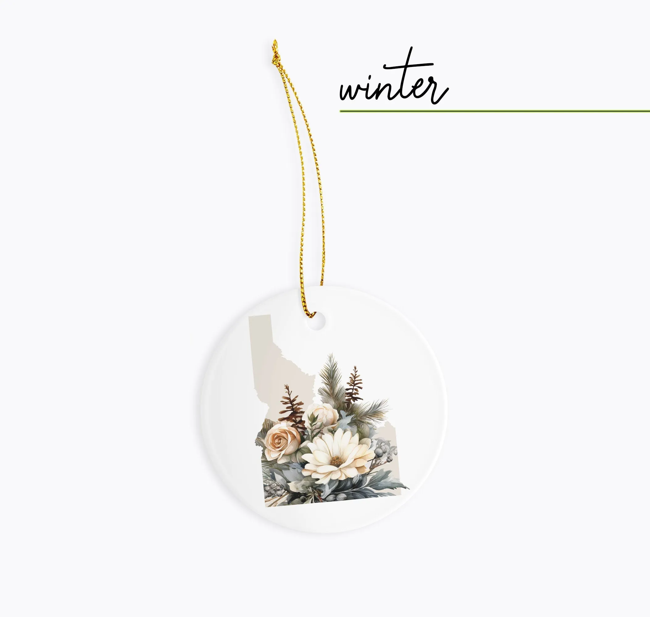Idaho Christmas Ornament | Four Seasons Decor | PNW Holiday Gift | Fall Idaho Wildflower Design | Unique Christmas Decor