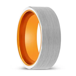 INSPECTAH | Orange Ring, White Tungsten Ring, Brushed, Flat