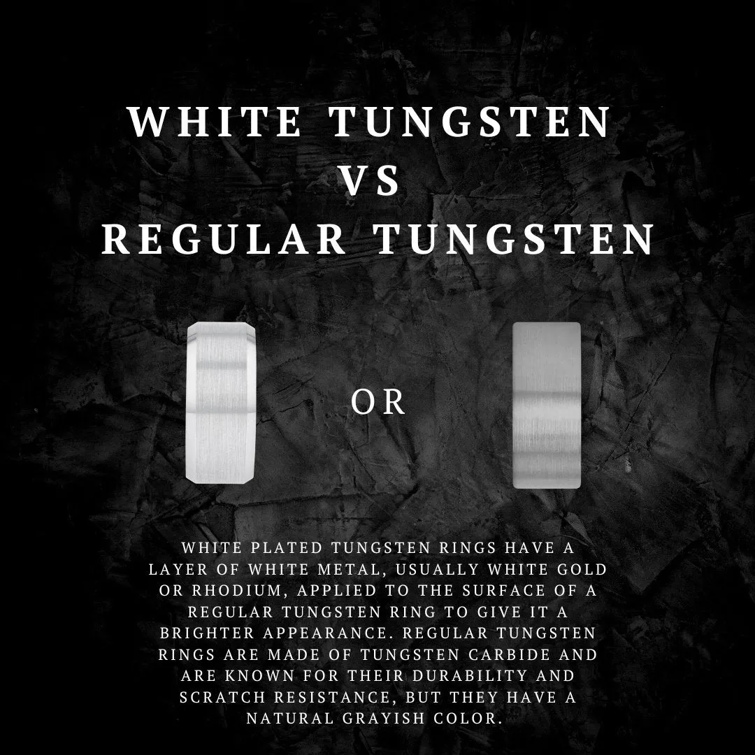 INSPECTAH | Orange Ring, White Tungsten Ring, Brushed, Flat