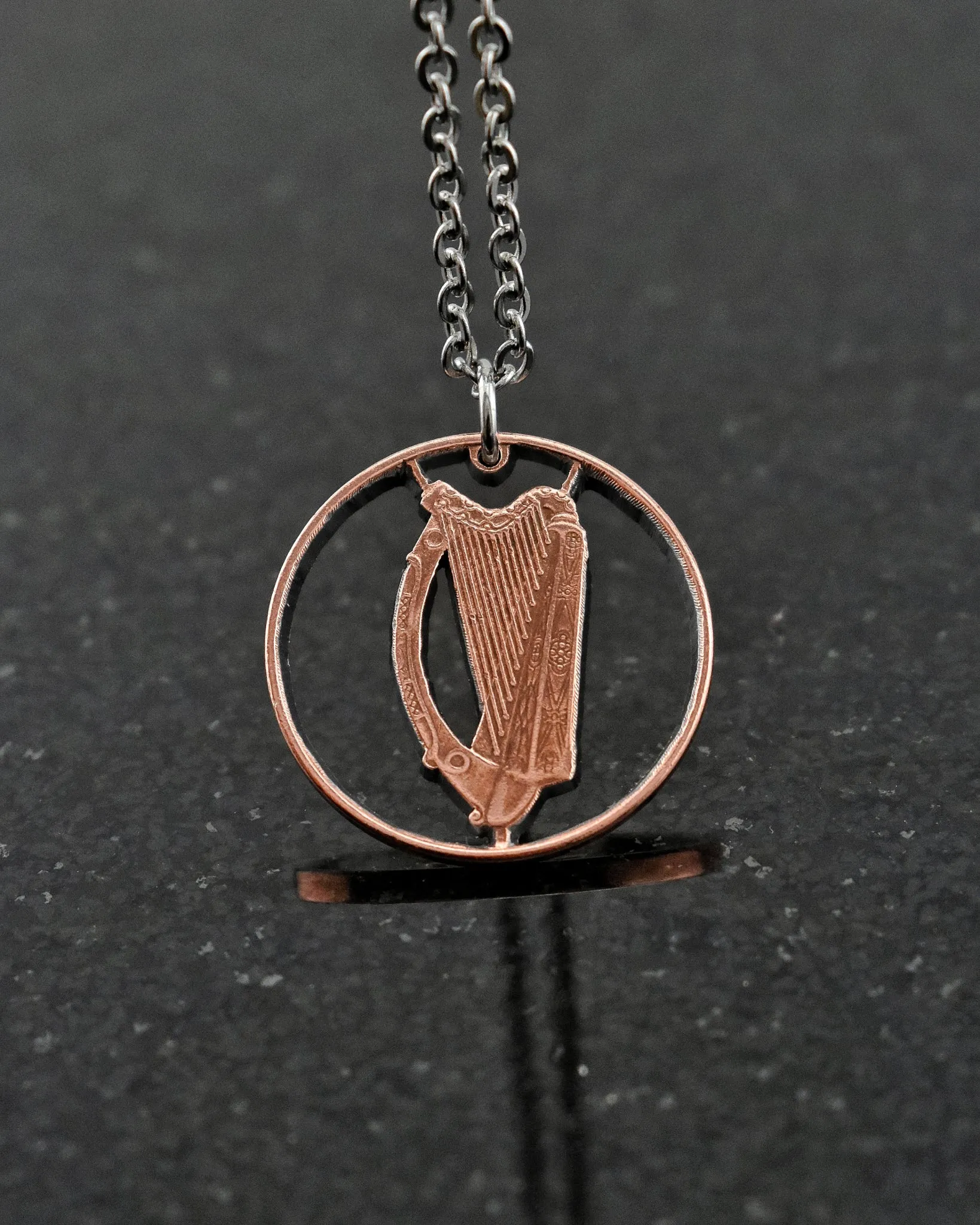 Ireland - Cut Coin Pendant with Harp (2 Pence)