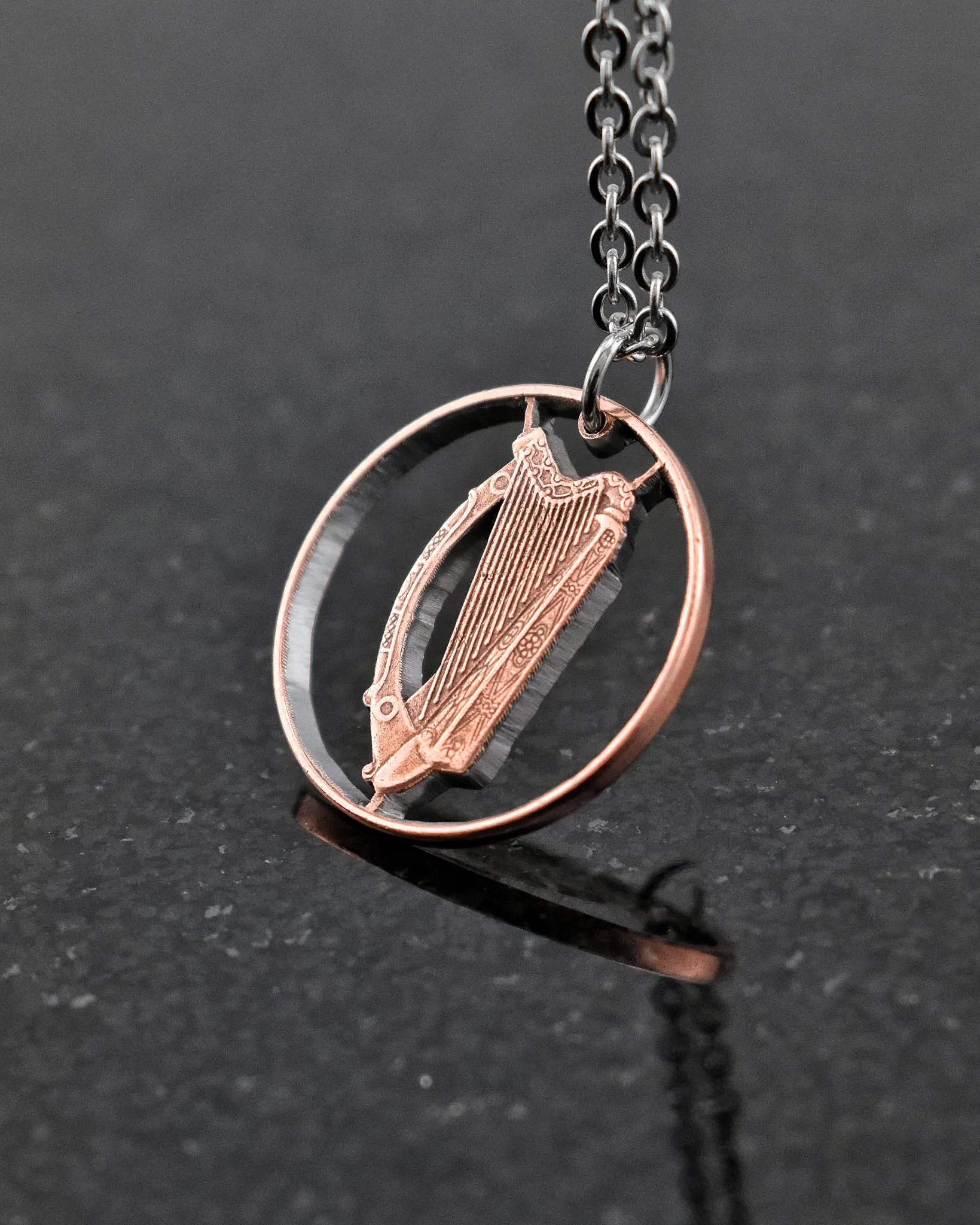 Ireland - Cut Coin Pendant with Harp (2 Pence)