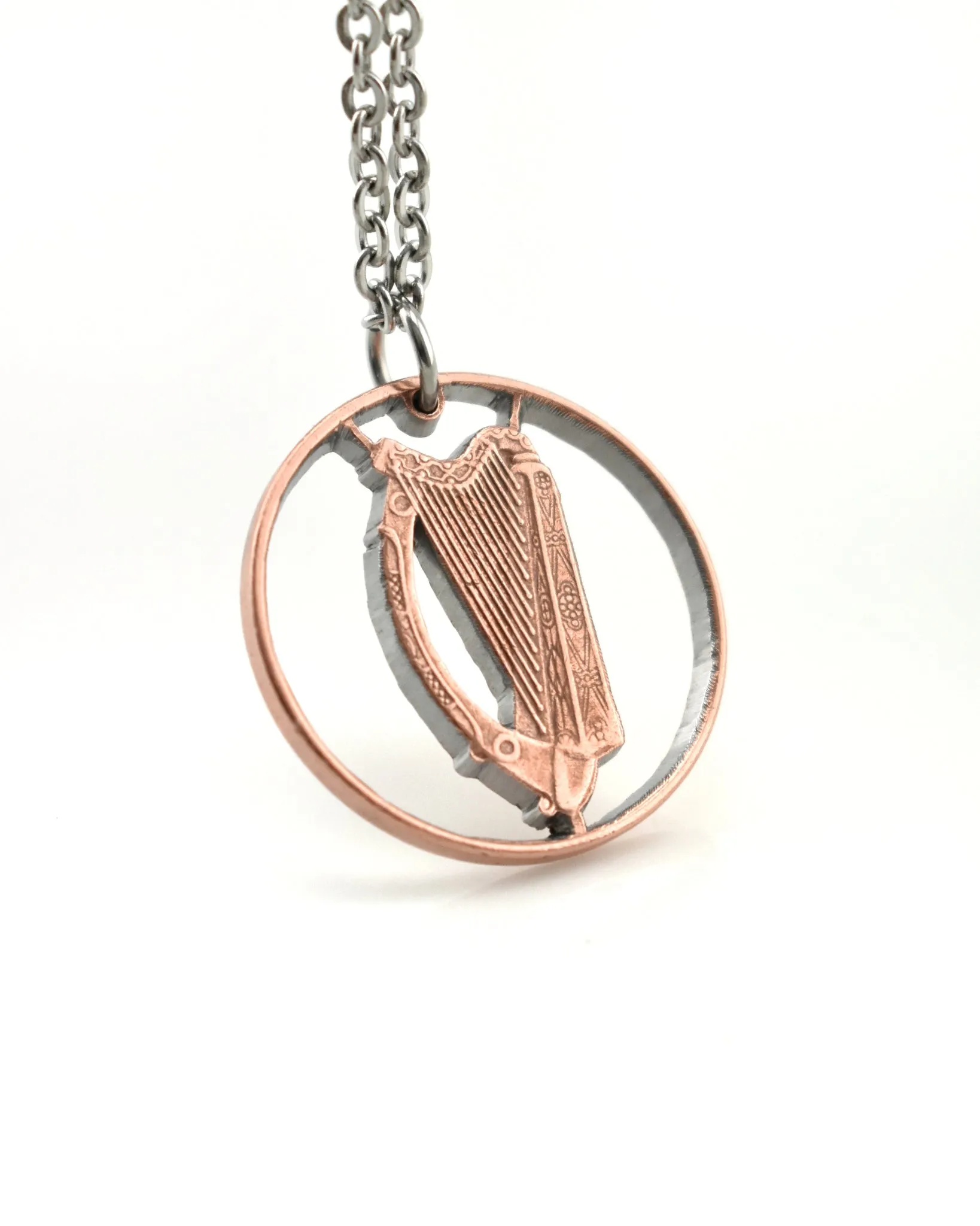 Ireland - Cut Coin Pendant with Harp (2 Pence)