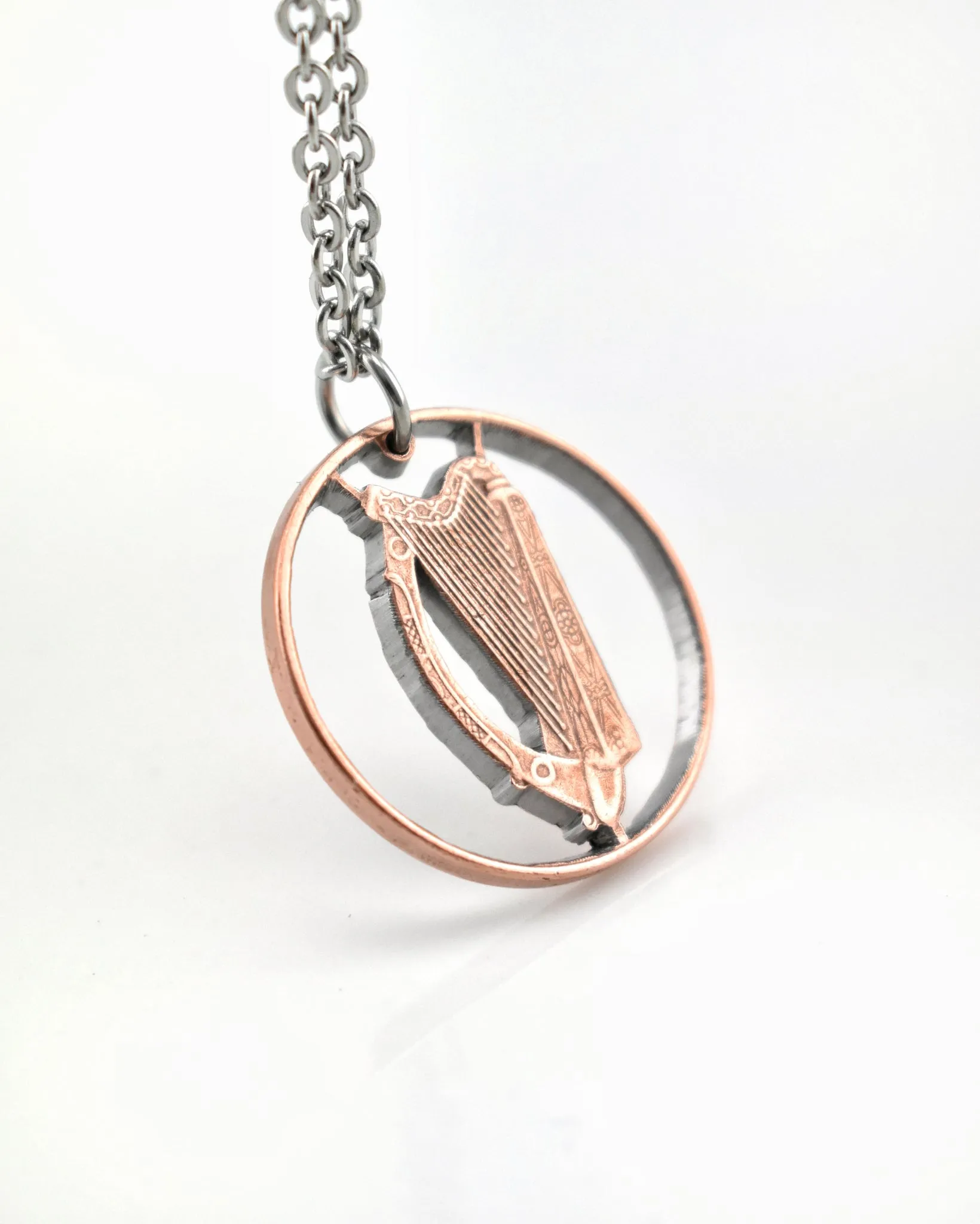 Ireland - Cut Coin Pendant with Harp (2 Pence)