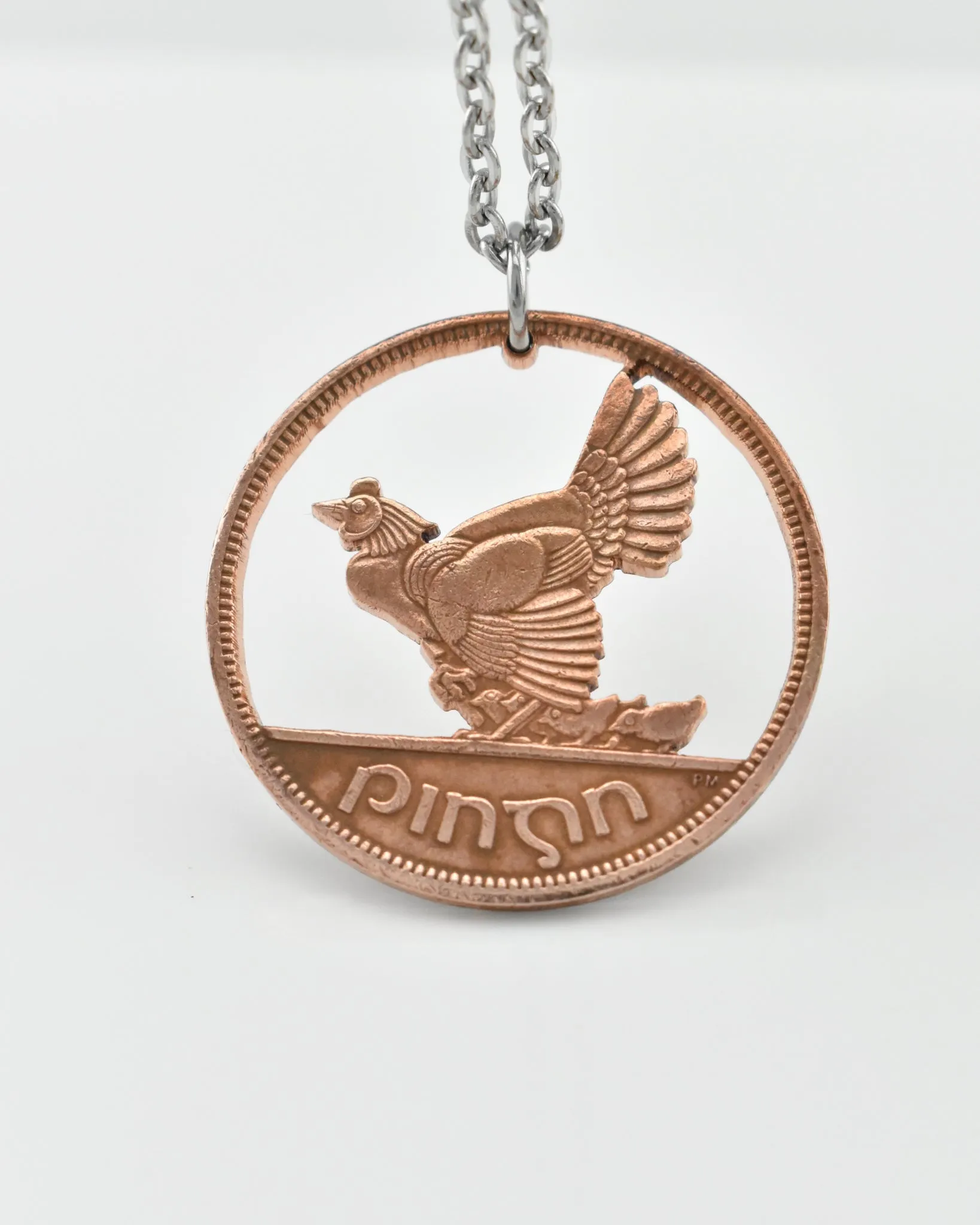 Ireland - Hen with Chicks Cut Coin Pendant
