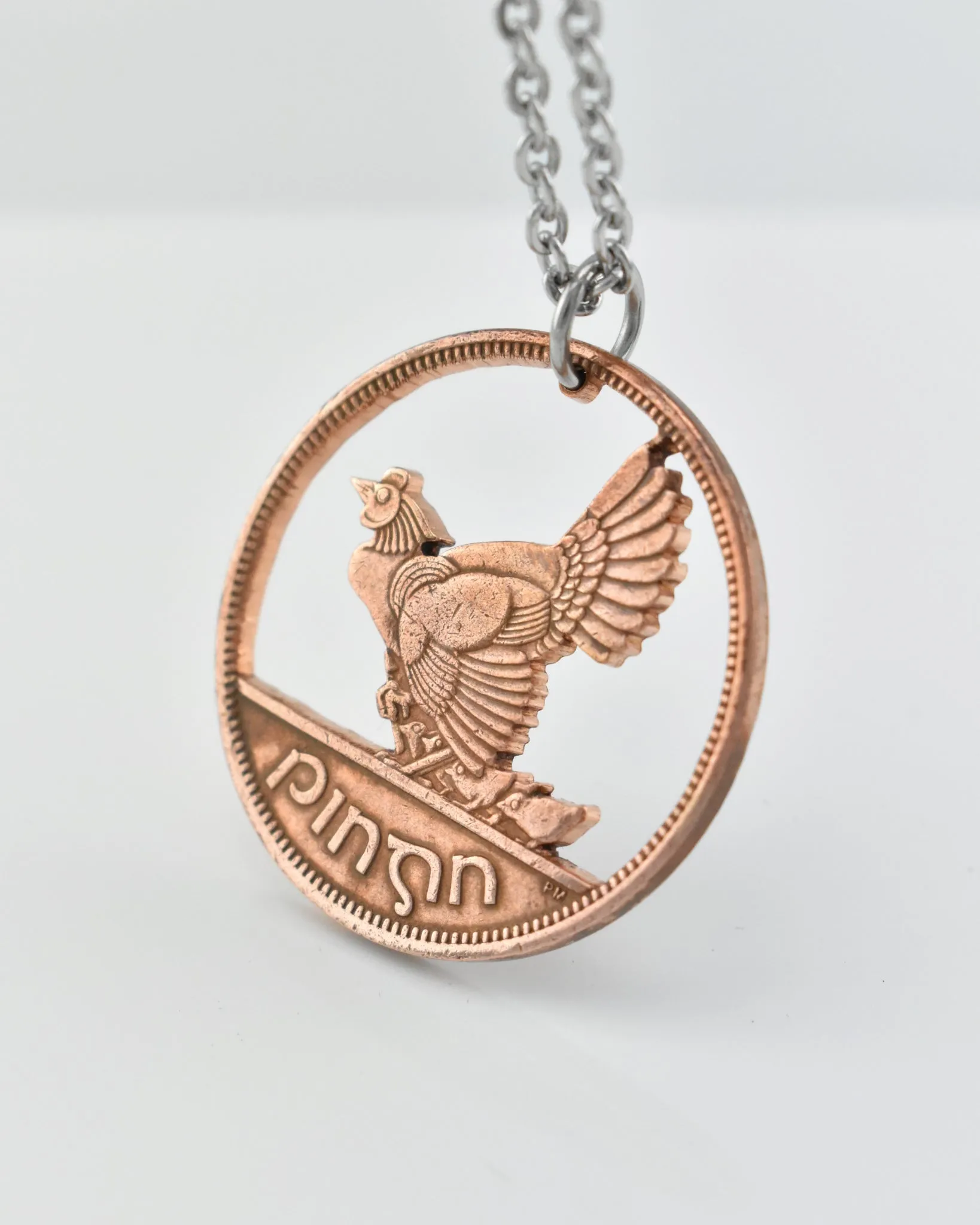 Ireland - Hen with Chicks Cut Coin Pendant