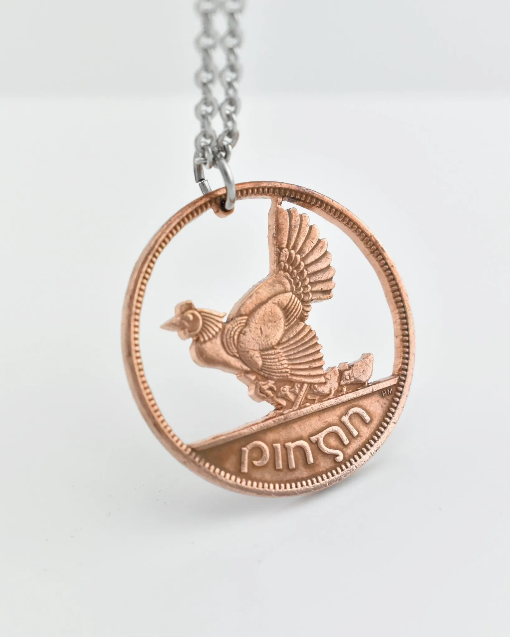 Ireland - Hen with Chicks Cut Coin Pendant