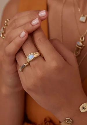 Iris Moonstone Gold Ring