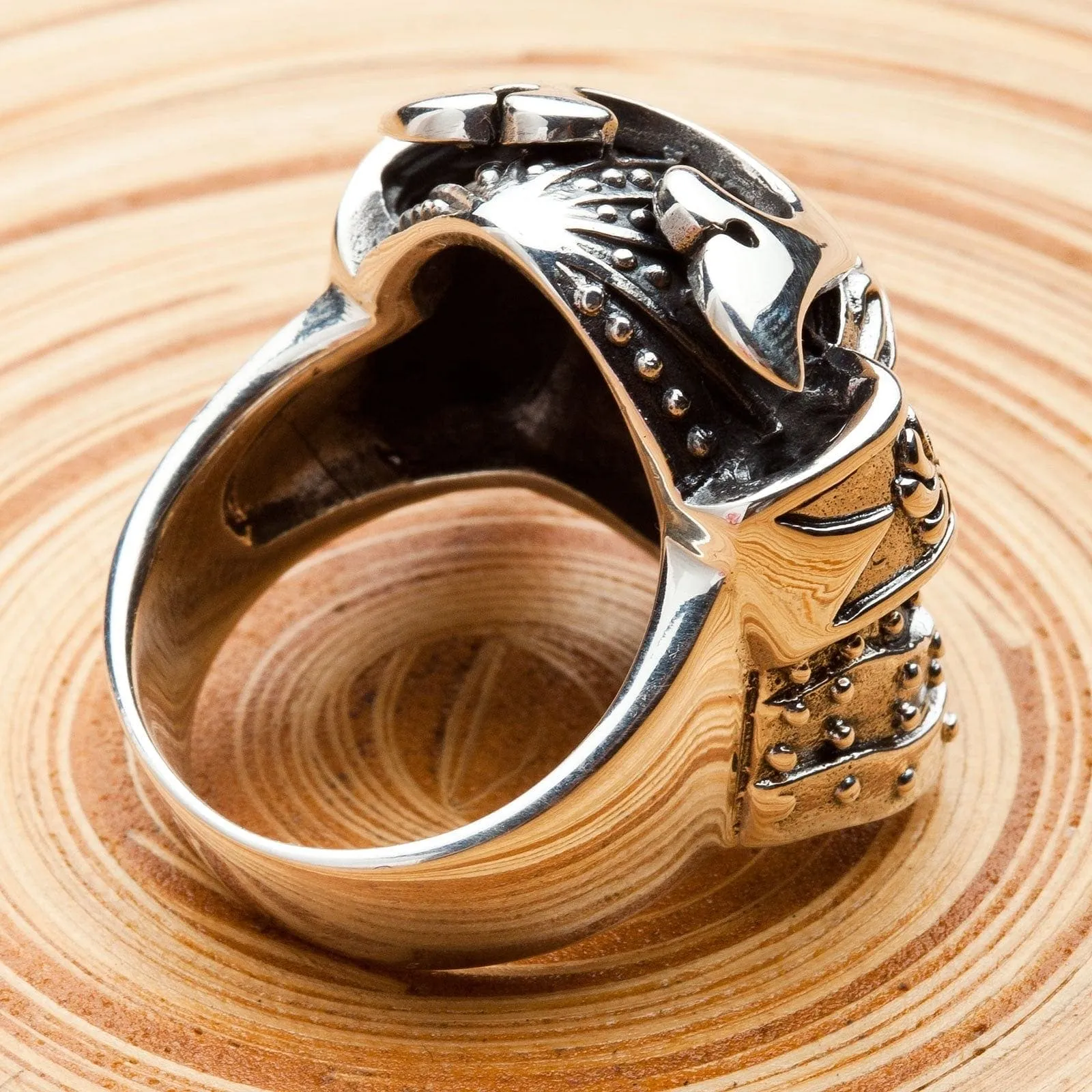 Japanese Samurai Mask Sterling Silver Ring