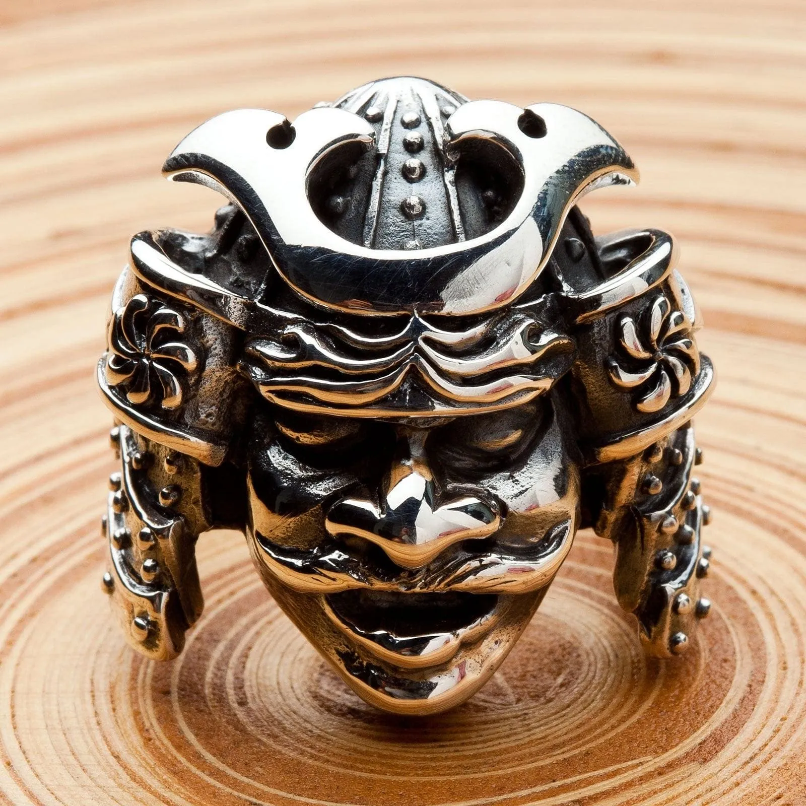 Japanese Samurai Mask Sterling Silver Ring