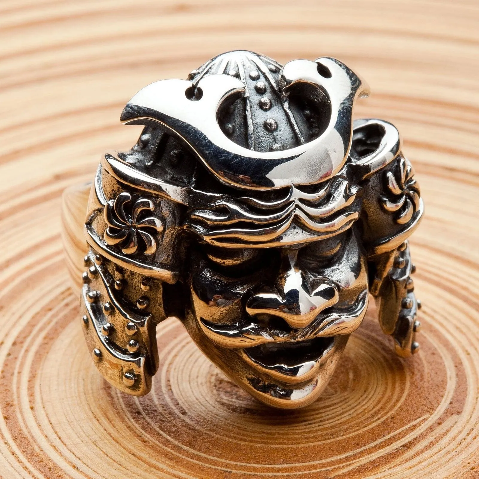 Japanese Samurai Mask Sterling Silver Ring