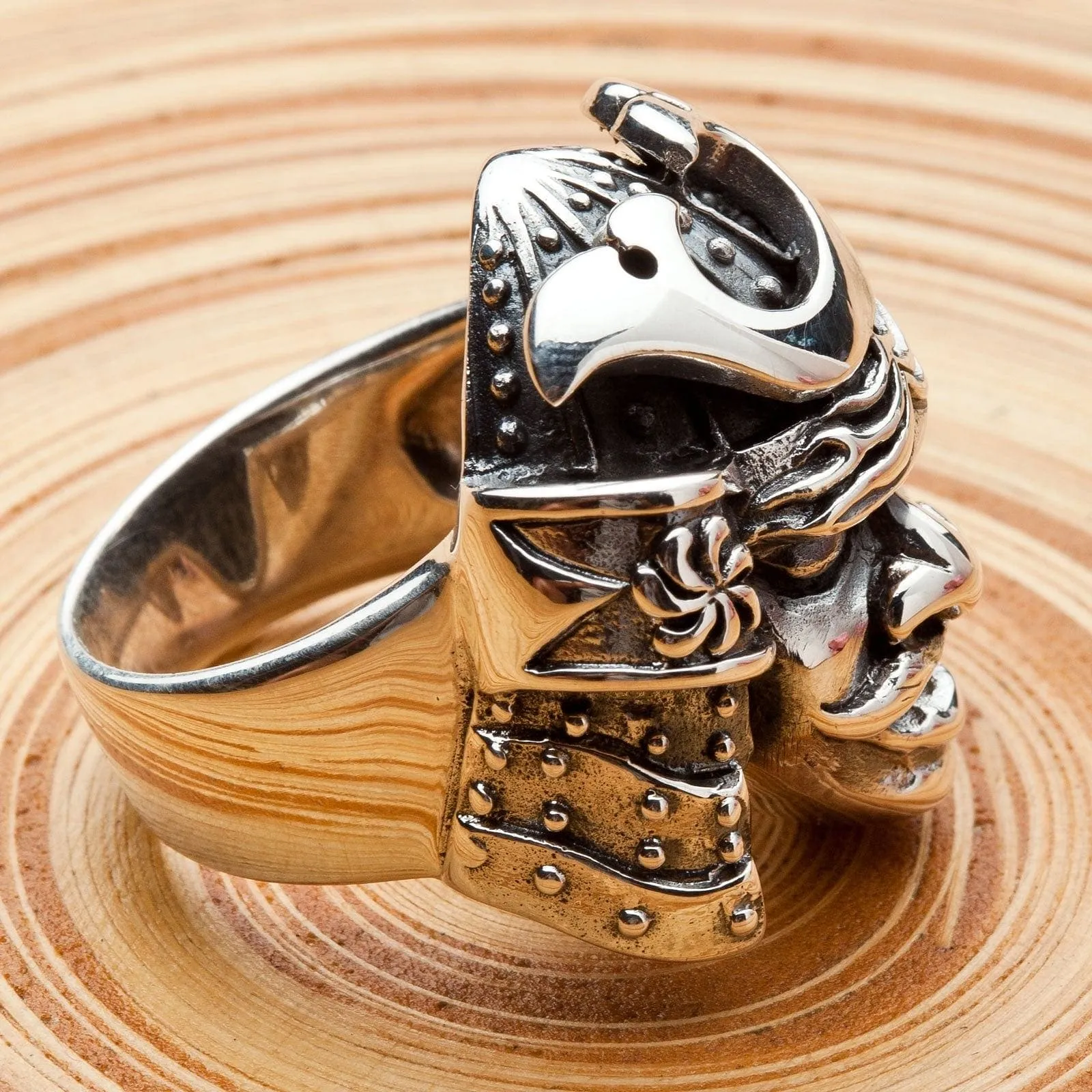 Japanese Samurai Mask Sterling Silver Ring