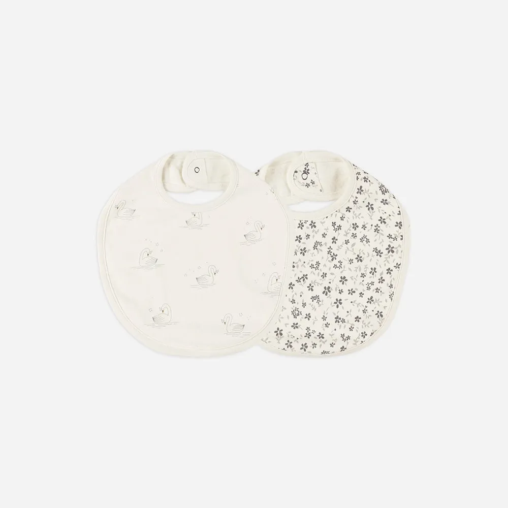 Jersey Snap Bib - 2 Pack | Swans & Blue Floral