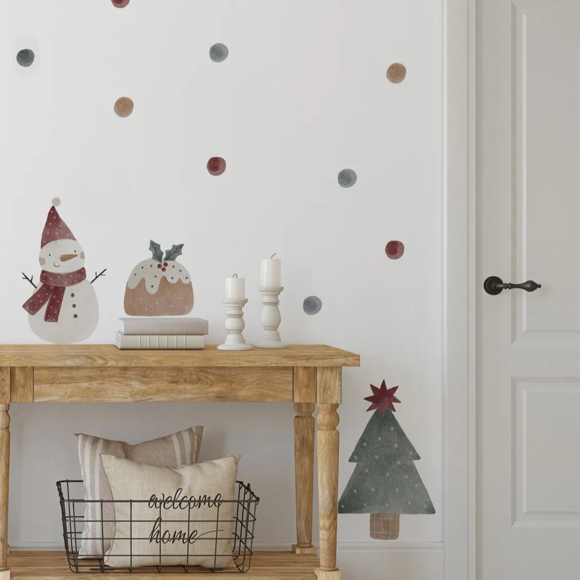 Joanie & Jeanie - Snowman, Tree & Christmas Pudding Wall Sticker