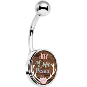 Joy Love Peace Antlers Black Belly Ring