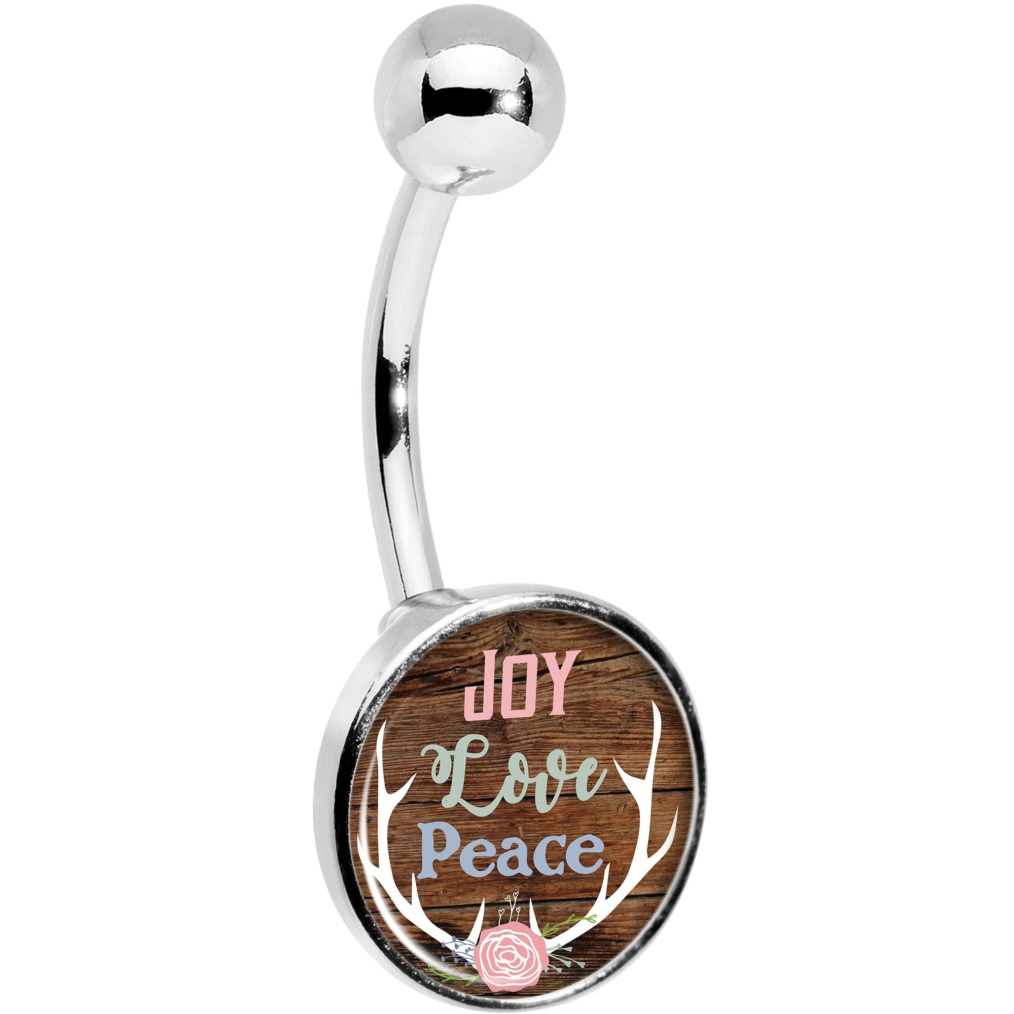 Joy Love Peace Antlers Black Belly Ring