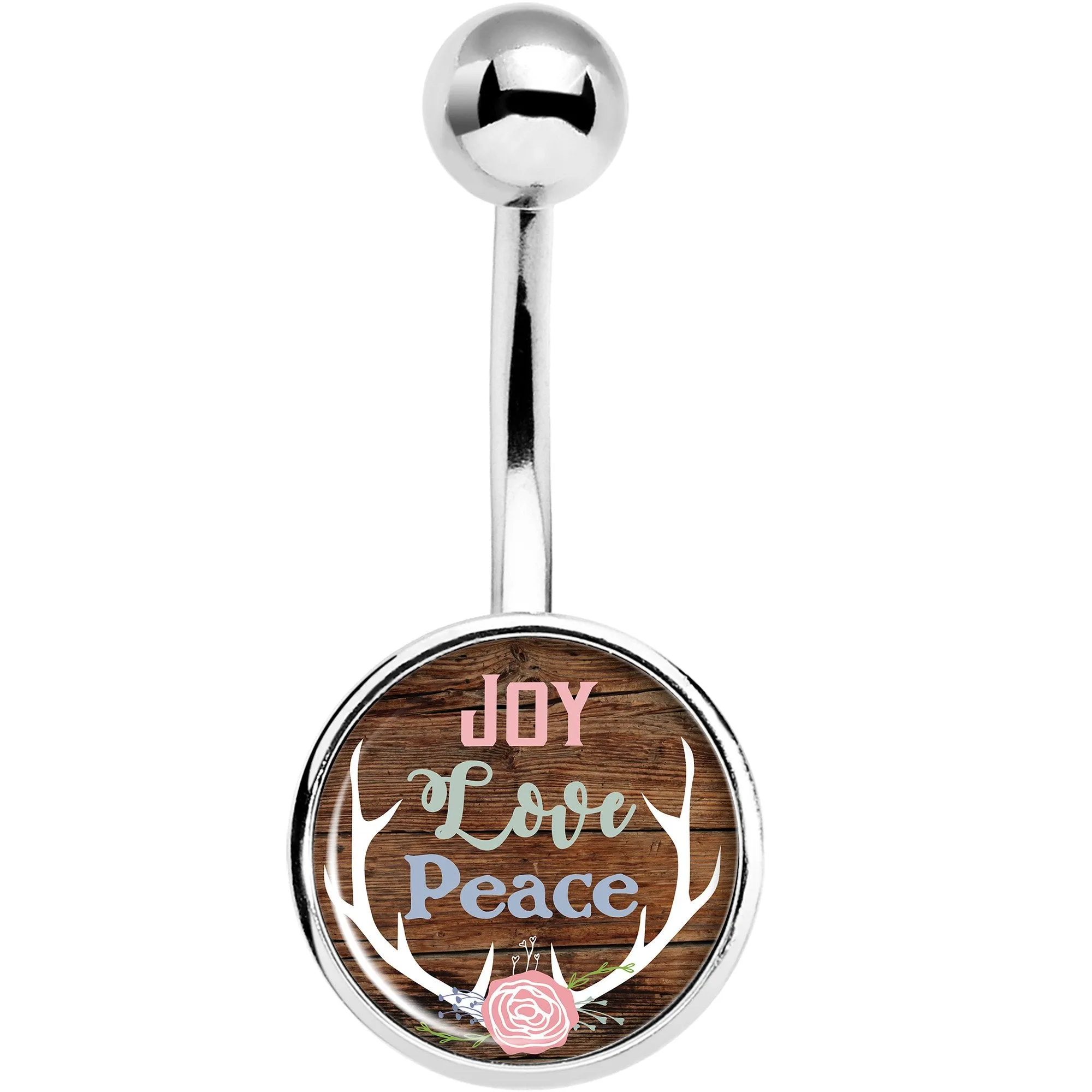 Joy Love Peace Antlers Black Belly Ring