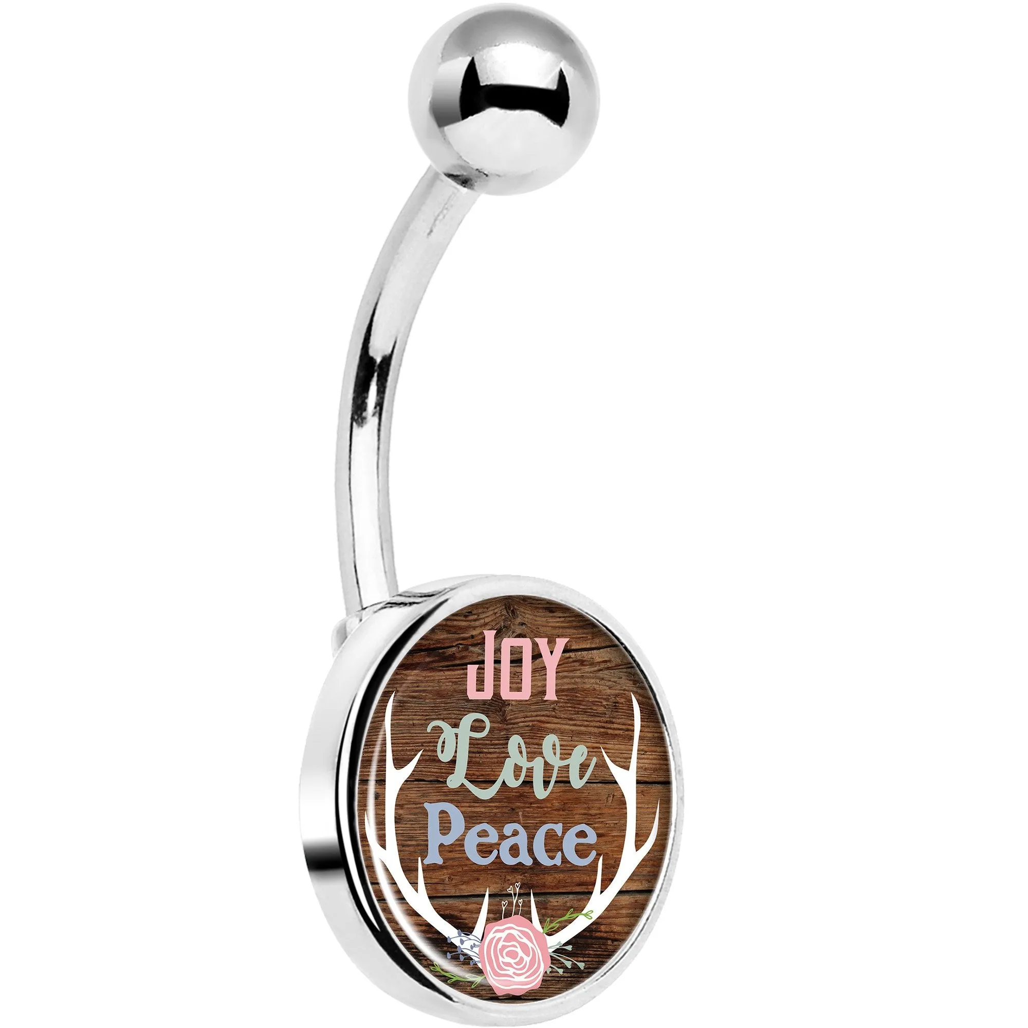 Joy Love Peace Antlers Black Belly Ring