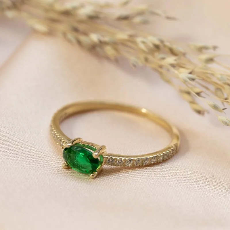 Julia yellow gold ring with zircons