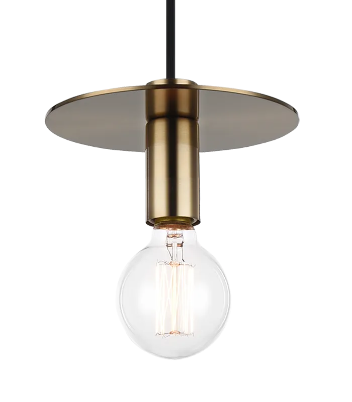 Kasa Aged Gold Brass with Black Cord Large Pendant