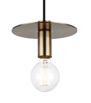 Kasa Aged Gold Brass with Black Cord Large Pendant