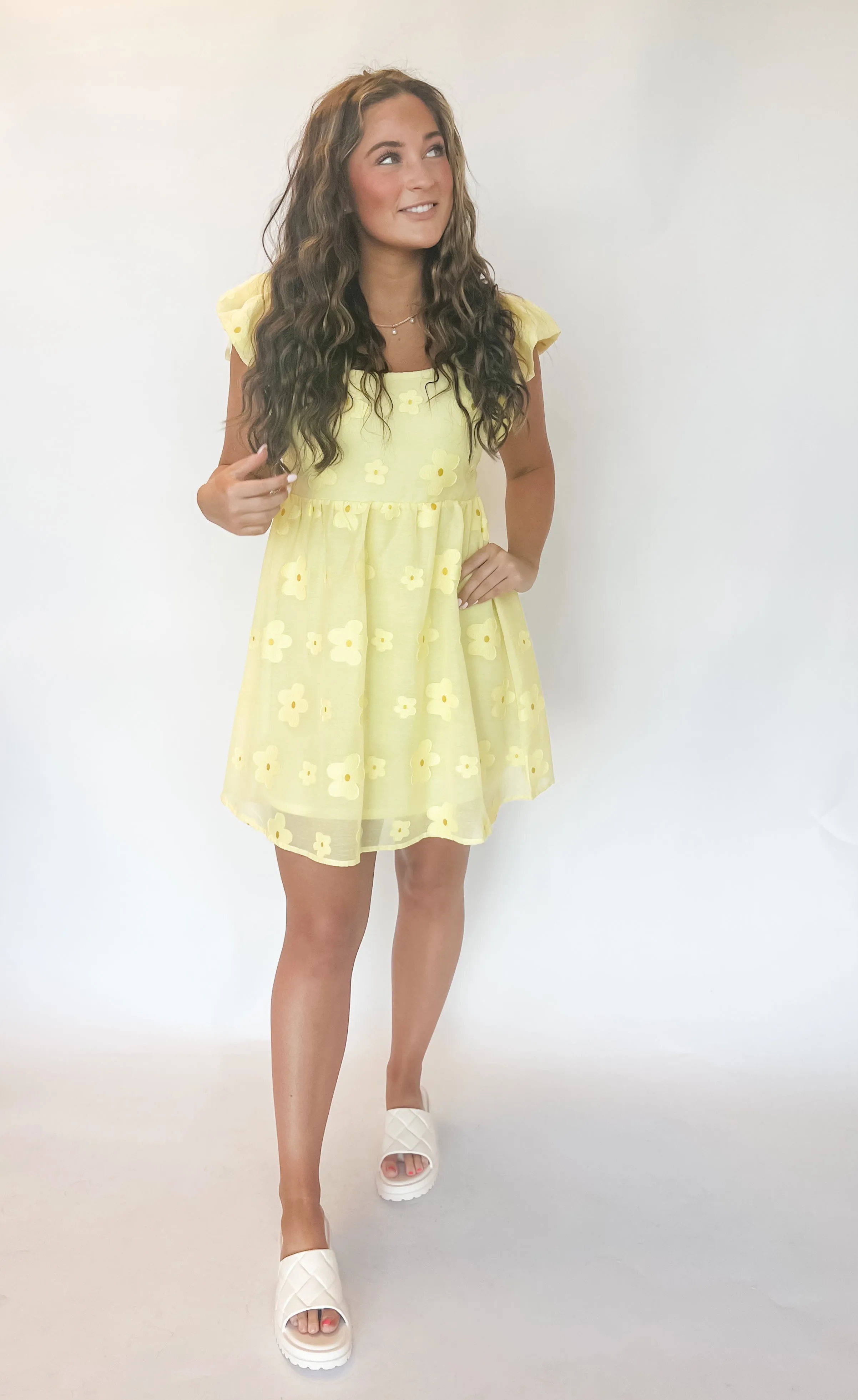 Kind Eyes Floral Detailed Mini - Lemon