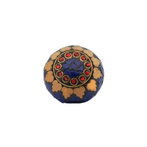 Lapis & Coral Gemstone Nepal Chunky Ring