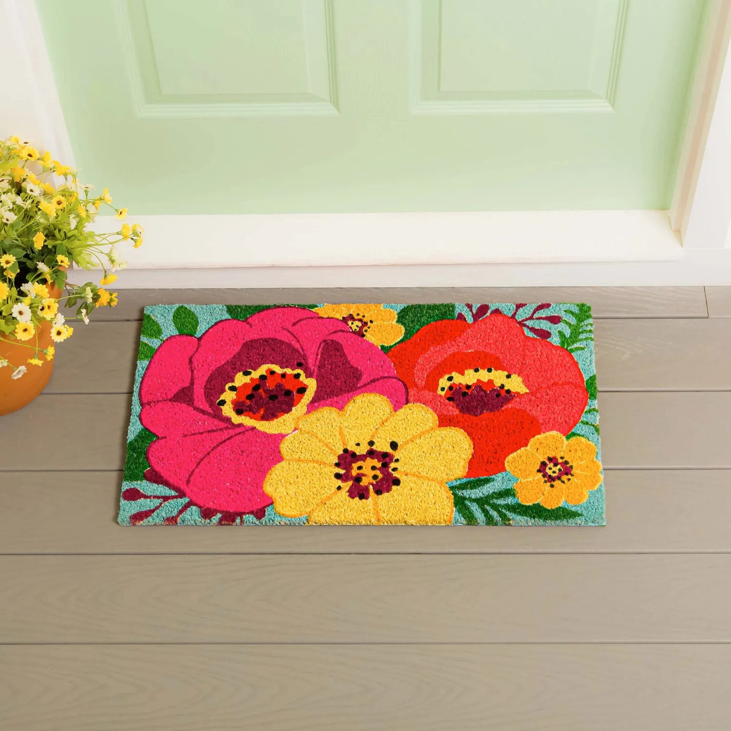 Large Floral Coir Mat,2rm1080