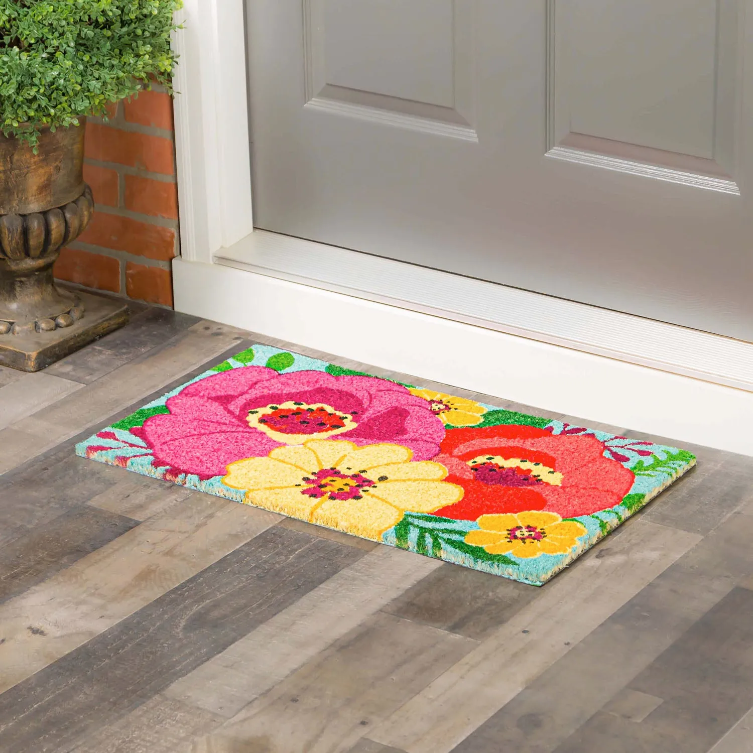 Large Floral Coir Mat,2rm1080