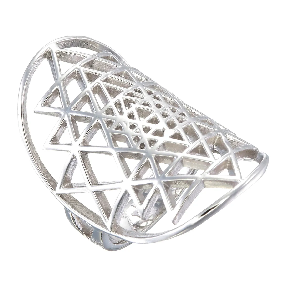 Large Sri Yantra Sterling Silver Ring