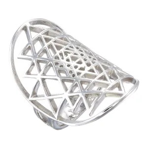 Large Sri Yantra Sterling Silver Ring